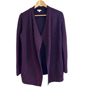 J Jill Maroon Ribbed Knit Open Cardigan Sweater Size Small